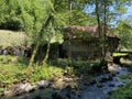 Old sawmill plant with water turbine or mill of the KovaÃÂ family, Zamost - Gorski kotar, Croatia /Stari pogon ÃÂ¾age